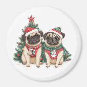 Weihnachts-Mops-Hunde Magnet (Vorne)