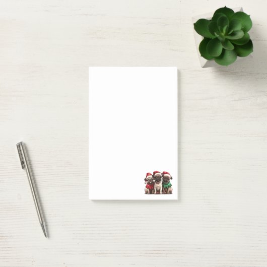 Weihnachts-Mops-Hunde Post-it Klebezettel (Büro)