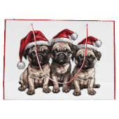 Weihnachts-Mops Hunde Santa Große Geschenktüte (Rückseite)
