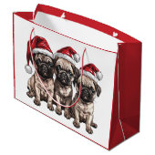 Weihnachts-Mops Hunde Santa Große Geschenktüte (Rückseite Schrägansicht)