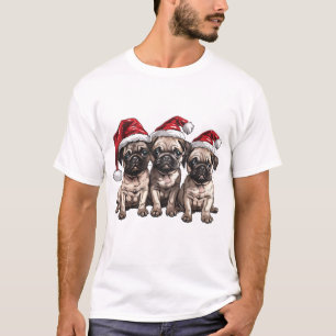 Weihnachts-Mops Hunde Santa T-Shirt