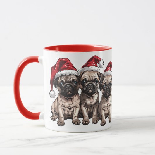 Weihnachts-Mops Hunde Santa Tasse (Links)