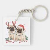 Weihnachts-Mops-Hunde Schlüsselanhänger (Rückseite)