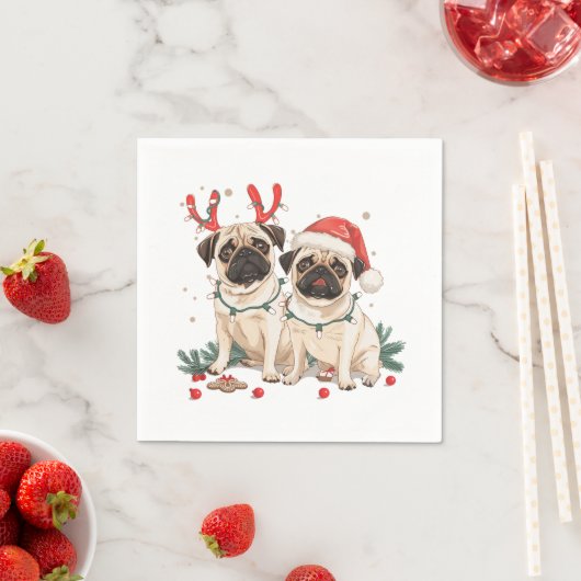 Weihnachts-Mops-Hunde Serviette (Beispiel)