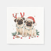 Weihnachts-Mops-Hunde Serviette (Vorderseite)