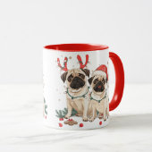 Weihnachts-Mops-Hunde Tasse (VorderseiteRechts)