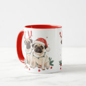 Weihnachts-Mops-Hunde Tasse (Vorderseite Links)