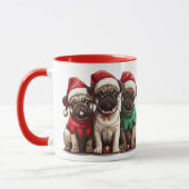 Weihnachts-Mops-Hunde Tasse (Links)