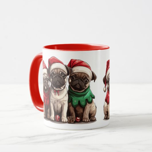 Weihnachts-Mops-Hunde Tasse (Vorderseite Links)