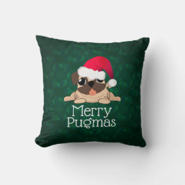 Weihnachts-Mops-Hundeschleuder Kissen 16 Zoll x 16