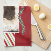 Weihnachts-Mops in Weihnachtsmannmütze mit Weihnac Geschirrtuch (Viertel Falte)