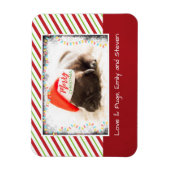 Weihnachts-Mops in Weihnachtsmannmütze mit Weihnac Magnet (Vertikal)