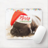 Weihnachts-Mops in Weihnachtsmannmütze mit Weihnac Mousepad (Mit Mouse)