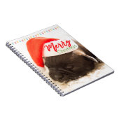 Weihnachts-Mops in Weihnachtsmannmütze mit Weihnac Notizblock (Rechte Seite)
