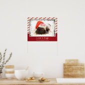 Weihnachts-Mops in Weihnachtsmannmütze mit Weihnac Poster (Küche)