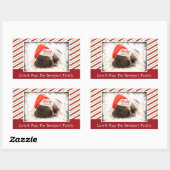 Weihnachts-Mops in Weihnachtsmannmütze mit Weihnac Rechteckiger Aufkleber (Blatt)