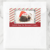 Weihnachts-Mops in Weihnachtsmannmütze mit Weihnac Rechteckiger Aufkleber (Tasche)