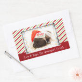 Weihnachts-Mops in Weihnachtsmannmütze mit Weihnac Rechteckiger Aufkleber (Umschlag)