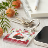 Weihnachts-Mops in Weihnachtsmannmütze mit Weihnac Schlüsselanhänger (Vorderseite rechts)