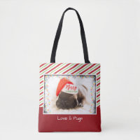 Weihnachts-Mops in Weihnachtsmannmütze mit Weihnac