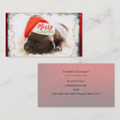 Weihnachts-Mops in Weihnachtsmannmütze mit Weihnac Visitenkarte (Vorne/Hinten)