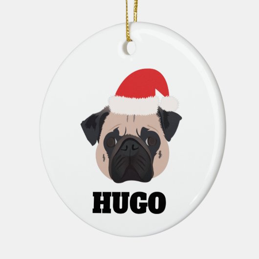 Weihnachts-Mops Keramik Ornament (Links)