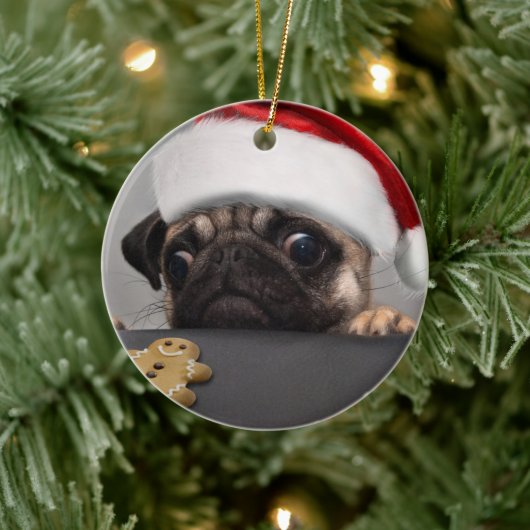 Weihnachts-Mops Keramik Ornament (Baum)
