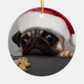Weihnachts-Mops Keramik Ornament (Vorne)