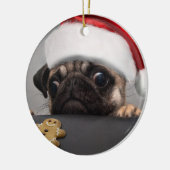 Weihnachts-Mops Keramik Ornament (Links)