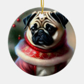 Weihnachts-Mops Keramik Ornament (Vorne)