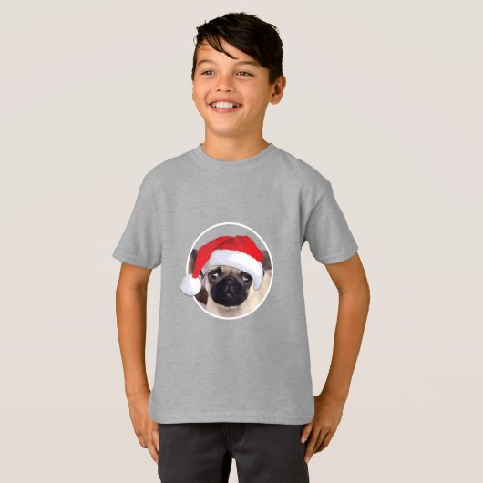 Weihnachts-Mops - Kids' Basic T - Shirt (Vorne ganz)