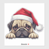 Weihnachts-Mops Kiss Cut Sticker (Blatt)