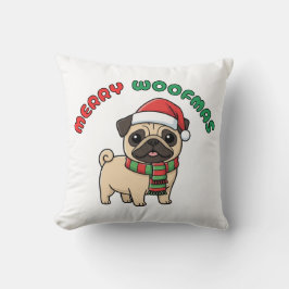Weihnachts-Mops-Kissen: Frohe Weihnachten Kissen