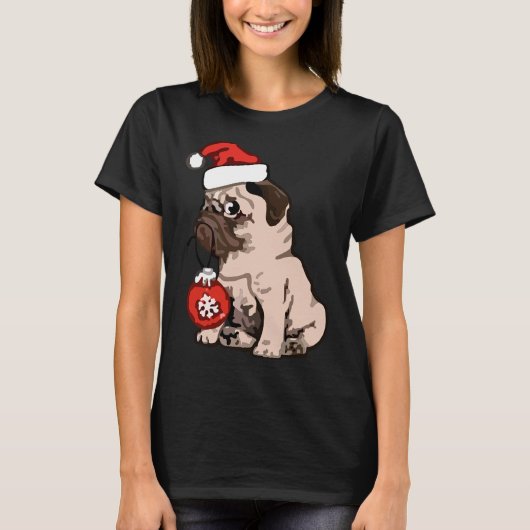 Weihnachts-Mops Klassischer T - Shirt 168 (Vorderseite)
