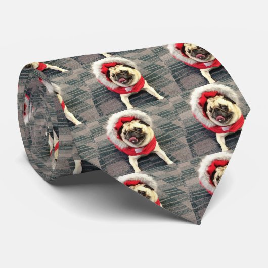 Weihnachts-Mops Krawatte (Gerollt)