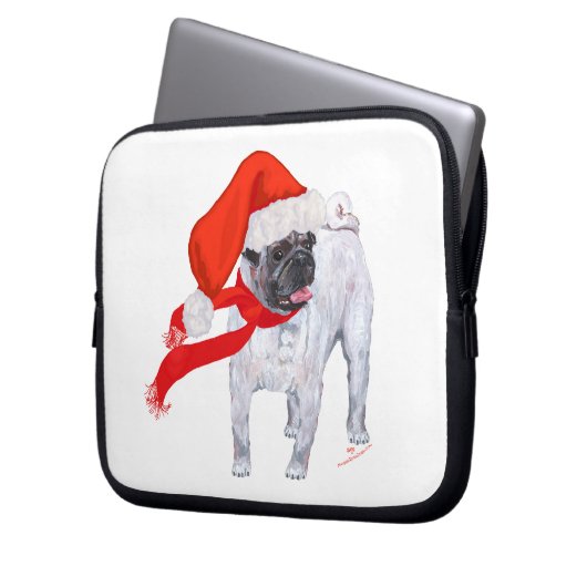 Weihnachts-Mops Laptopschutzhülle (Vorderseite Links)