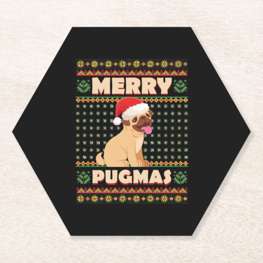 Weihnachts-Mops Merry Xmas Dog Life Untersetzer (Vorderseite)