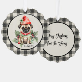 Weihnachts-Mops mit Hat Paper Ornament Card