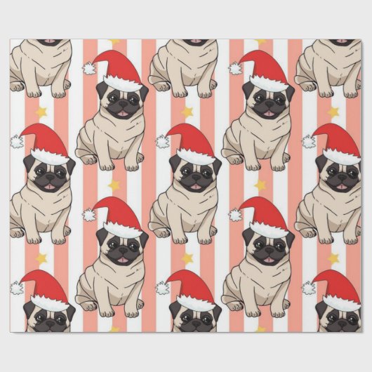 Weihnachts-Mops-Muster Geschenkpapier (Flach)