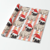 Weihnachts-Mops-Muster Geschenkpapier (Ungerollt)