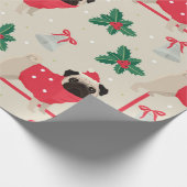 Weihnachts-Mops-Muster Geschenkpapier (Ecke)
