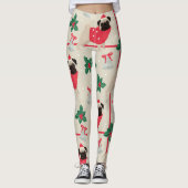 Weihnachts-Mops-Muster Leggings (Vorderseite)