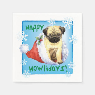 Weihnachts-Mops Napkins Serviette