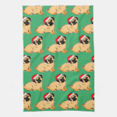 Weihnachts-Mops Pattern Küchentuch (Vertikal)