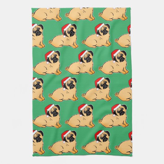Weihnachts-Mops Pattern Küchentuch (Vertikal)