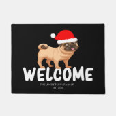 Weihnachts-Mops Personalisiert Black Doormat Fußmatte (Vorderseite)