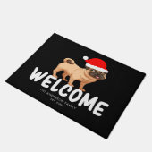 Weihnachts-Mops Personalisiert Black Doormat Fußmatte (Schrägansicht)