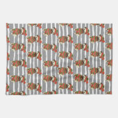 Weihnachts-Mops-Porträt-Muster Geschirrtuch (Horizontal)