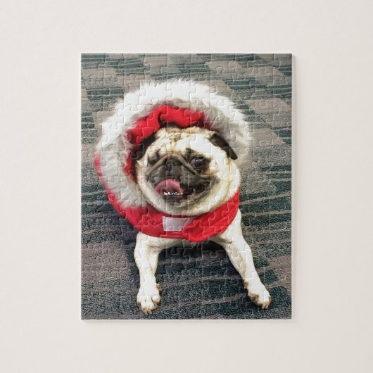 Weihnachts-Mops Puzzle (Vertikal)