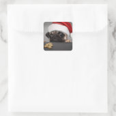 Weihnachts-Mops Quadratischer Aufkleber (Tasche)